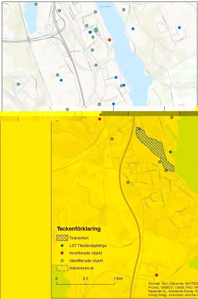 Figur 54 Redovisning över Torpaviken och närliggande objekt.