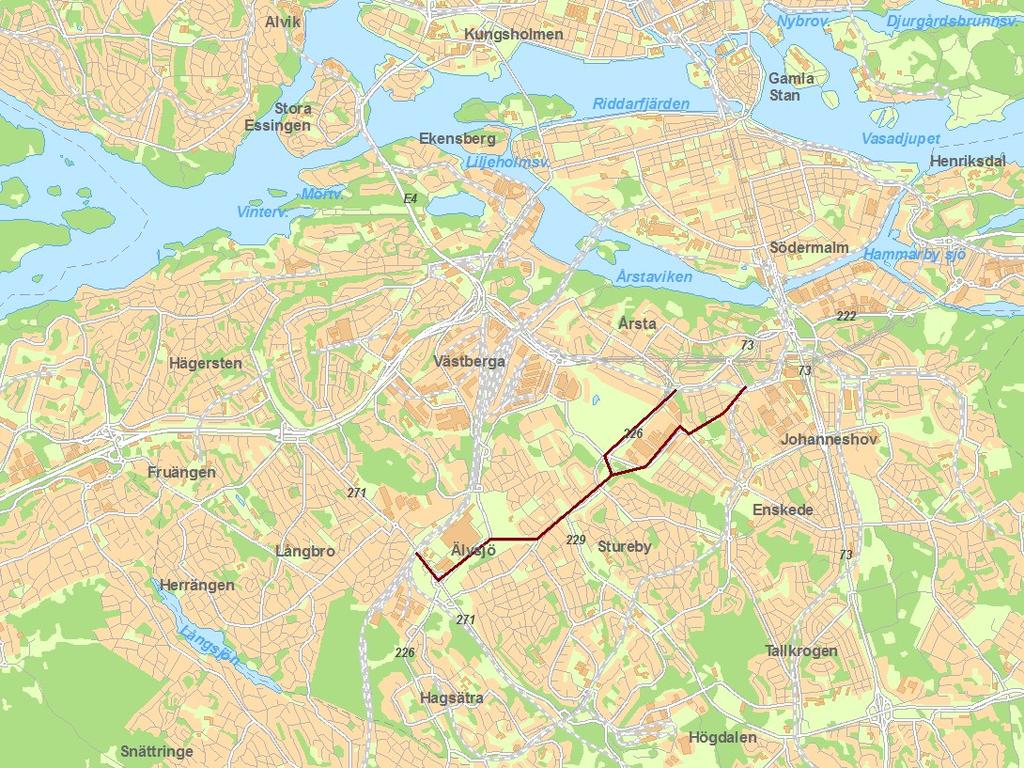 11(16) 1. Spårvägsalternativ Spårväg syd kommer Älvsjövägen via Älvsjö.
