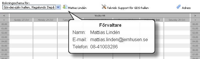 2. Bkningar Bkningar hanteras under fliken "Bkningar". Första vyn visar innevarande vecka. Här ser du hur hallen är bkad.