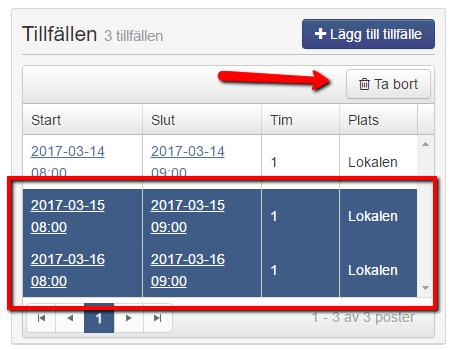 Observera att om man gör ändringar så måste de sparas innan man byter flik.