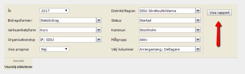 Man väljer ett alternativ i rullistan och klickar därefter på knappen Hämta.