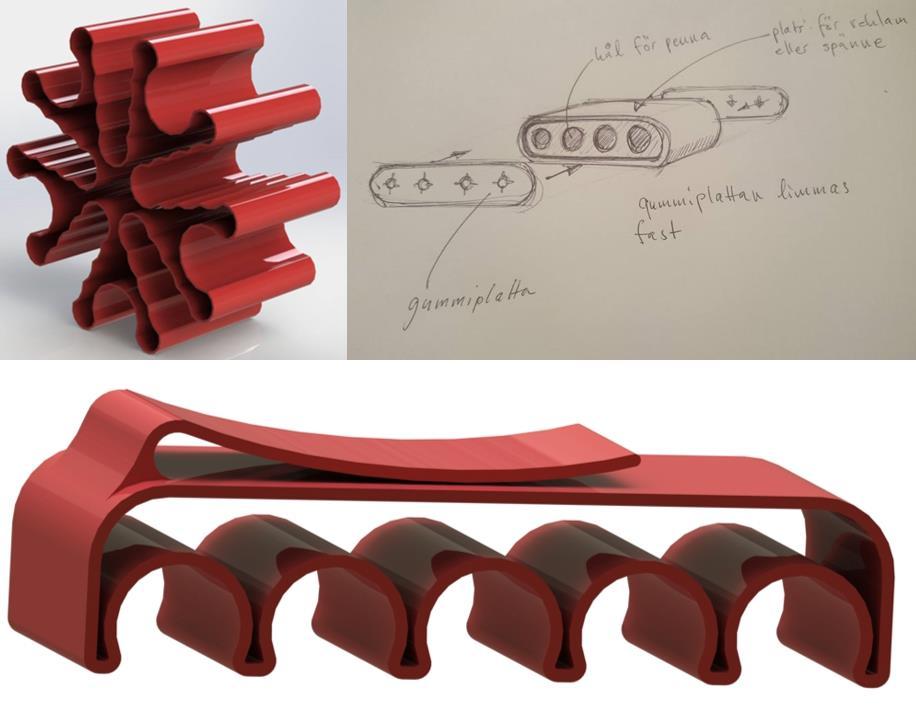 Under prototypframtagningens gång så utvecklades dessa tre koncept ytterligare. Det visade sig att det fanns en svårighet med att fästa olika pennstorlekar med ett sorts fäste.