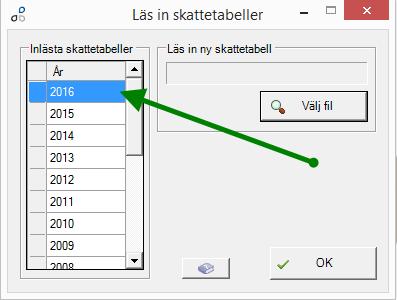 Importera Skattetabell Kontrollera att det är markerat med 2016. Leta rätt på sökvägen.