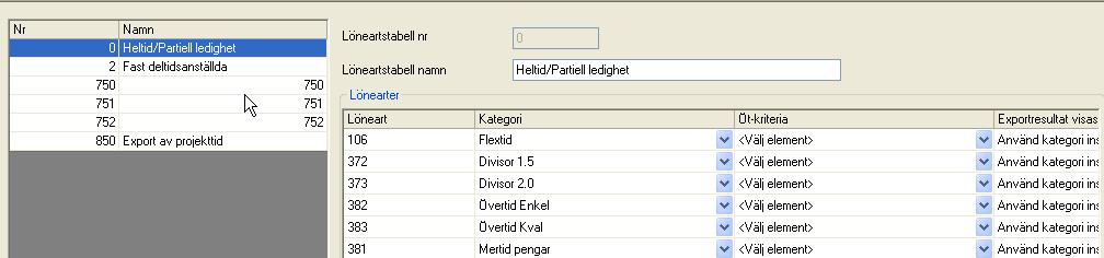 Övertidskriterier i exportinställning Övertidskriterier används i tillfällen där det är 2 olika lönearter med samma övertidskategori, for ex.50 % eller 100 %.