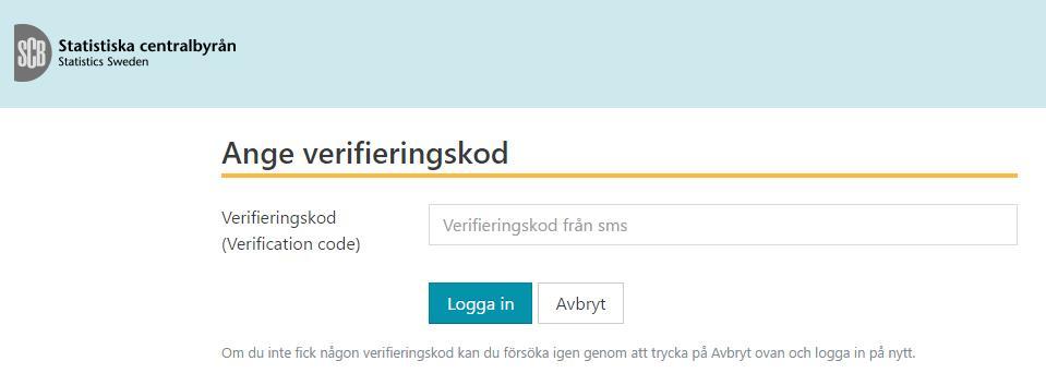 Nu skickas ett en verifieringskod, via sms, till det mobilnummer som hör ihop med användarnamnet.