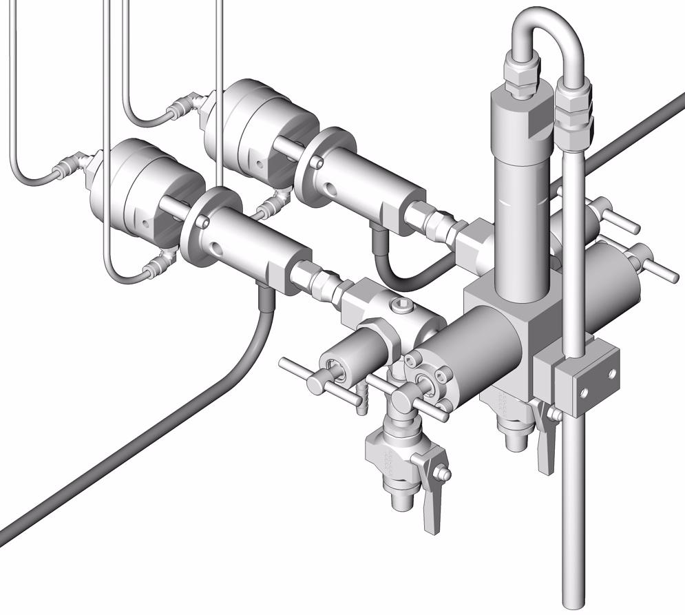 Solenoid B stänger doserventil B. Komponenterna förblandas i integratorn och blandas sedan fullständigt i det statiska blandarröret (ST). Se FIG. 5. Z FIG. 4.