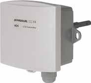 CO₂ TRANSMITTRAR 1 HDK transmittrar används för mätning av koldioxidhalt I ventilationskanal. Nollpunkten för koldioxidmätningen kalibreras kontinuerligt med funktionen ABCLogic.