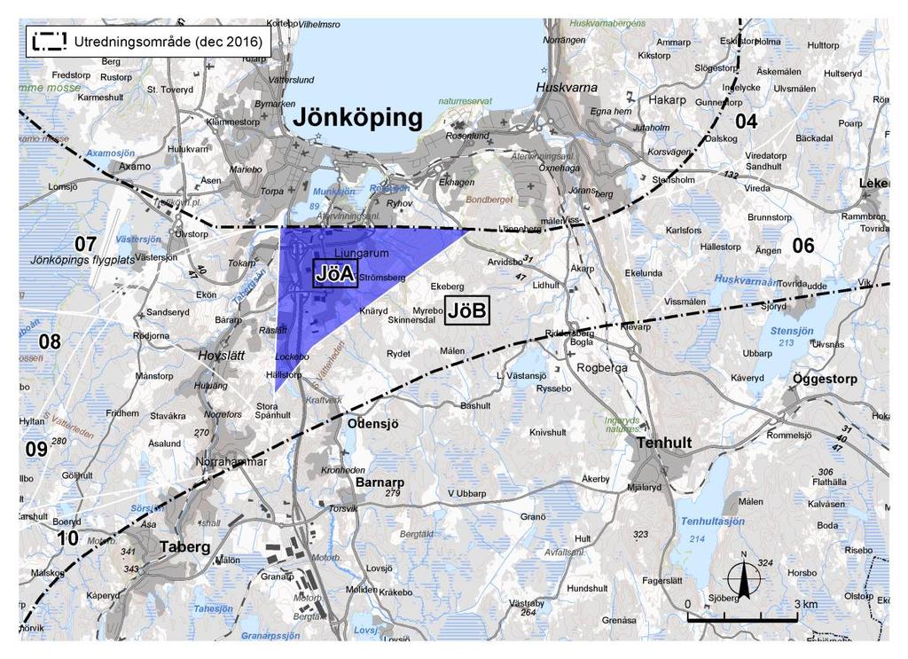 Avgränsningen för delområden har utgått från följande: Delområde JöA: Utgörs av Vätternsänkans lägsta delar söder om Jönköping Innehåller tätortsdelar av Jönköping Delområde JöB: Utgörs av det