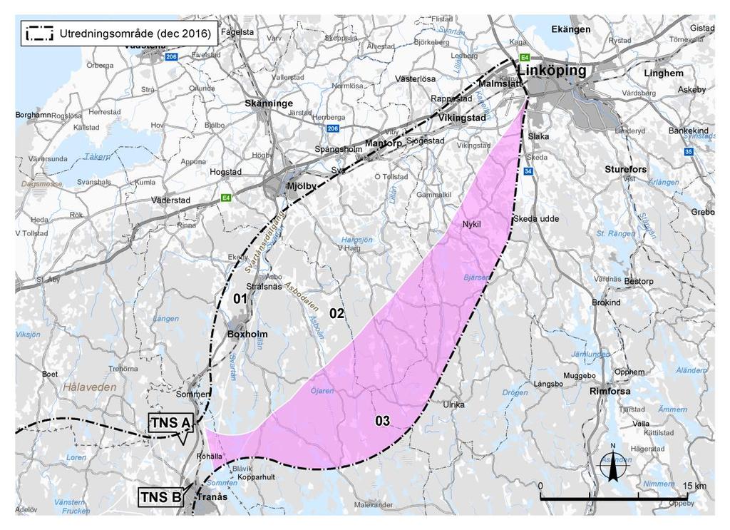 9.4 Delområde 3 Figur 44. Geografisk avgränsning av delområde 3. Tekniska förutsättningar för byggnation Endast en liten del av delområde 3 utgörs av det flacka slättlandskapet närmast Linköping.