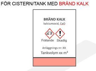 Behållare med farliga kemiska produkter ska märkas enligt: Produktens namn Faropiktogram enligt CLP + CLP-text Text med information om produkten kan ge cancer, allergi, skada