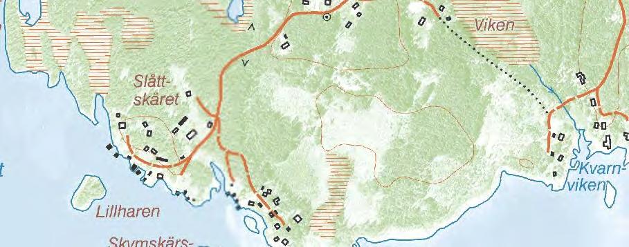 Strandviken (624187, 6750121), illustrerat av brandgul markering