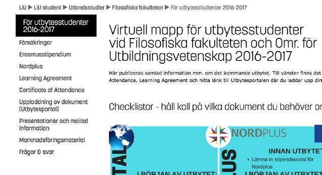 Virtuell mapp utbytesstudenter 2017/18 2017-05-09 32 Virtuell mapp på liu.