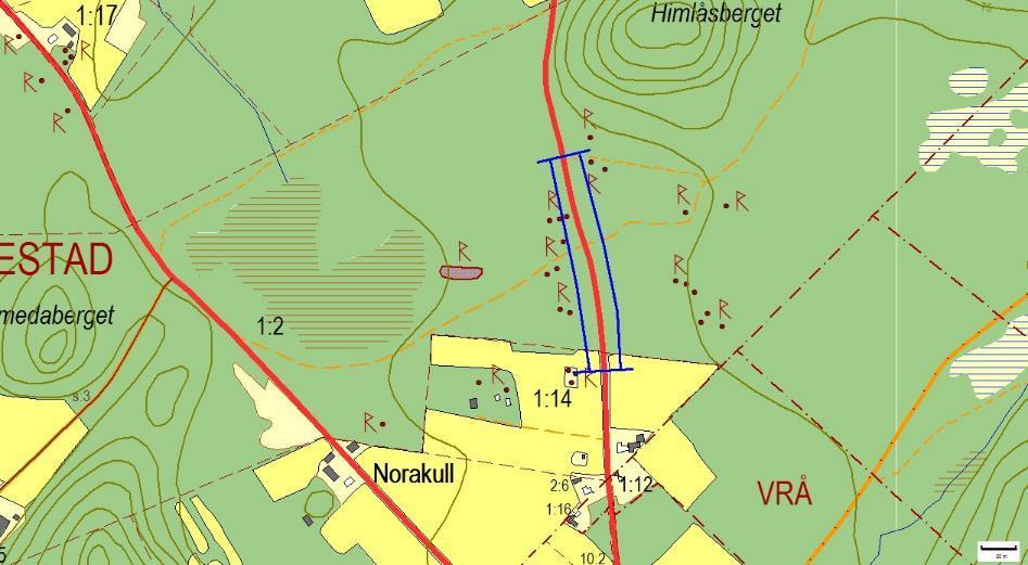 673, Norakull, VRÅ Motivering: Vägkant med den rödlistade arten hårginst (NT).