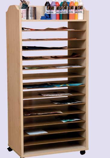Made of birchmelamine and shelves made of MDF. Comes fully assembled with lockable wheels.