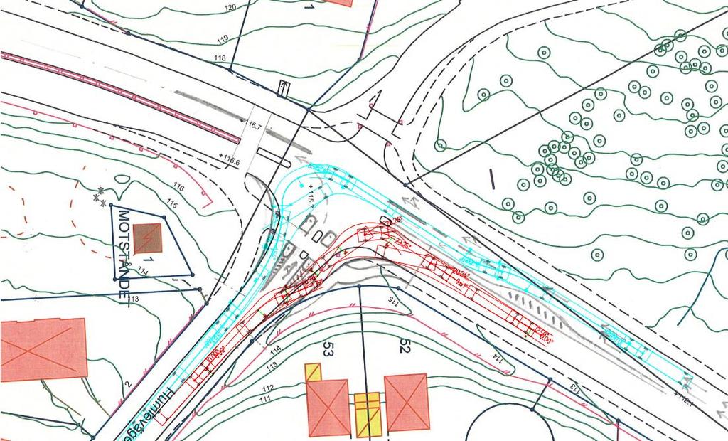 Ritning 11: Utformningsförslag med redovisning av körspår (lps) Se även bilaga 1 och bilaga 2.