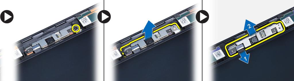 Anslut LVDS-kabeln (low-voltage differential signaling) till bildskärmspanelen och sätt fast tejpen. 4. Vänd på bildskärmspanelen och dra åt skruvarna som håller bildskärmspanelen på plats. 5.