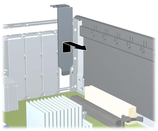 Innan du installerar ett expansionskort måste du först ta bort skyddsplåten eller det existerande expansionskortet. a.