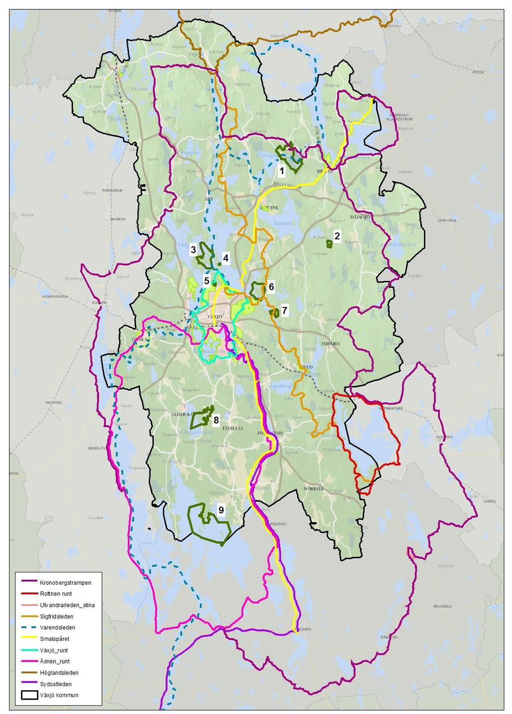 Markerade leder och stråk 1. Naturreservat Lunden 4. Hissö naturreservat 7.
