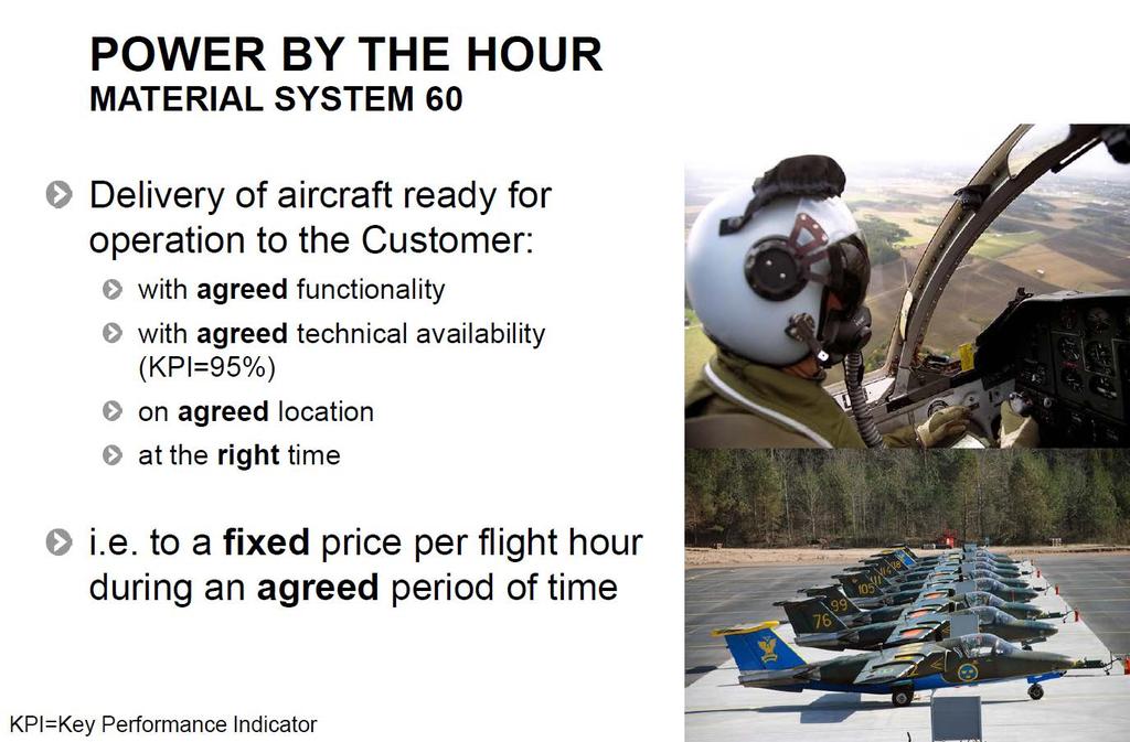 Power by the Hour Material System 60 Delivery of aircraft ready for operation to the customer: - with agreed functionality - with