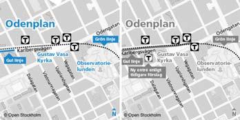 2016-07-06 Sidan 17 18 Odenplan Tvåspårslösning En entré tas bort Mindre