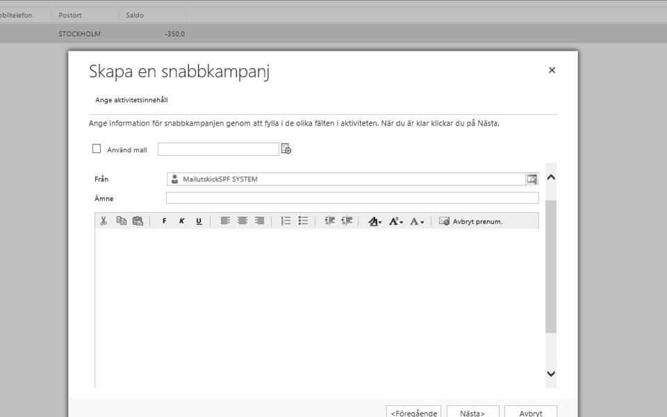 Nu går det att skriva ett meddelande direkt. Gå vidare till A1 nedan, eller använda befintlig e-postmall. Gå vidare till A2 nedan. A1. Skriva ett meddelande direkt. 1.