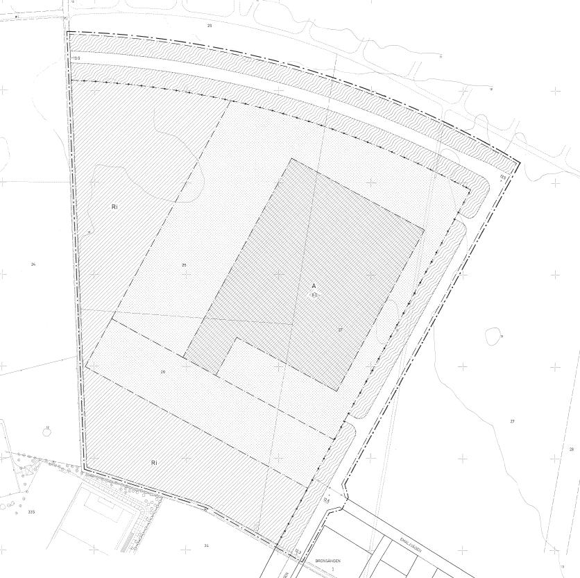 Figur 11. 294_Stadsplan: 12-LAN-637 (Guldängen). Vägkoppling som ej genomförts mot Hjalmar Brantings väg ingår i planen.