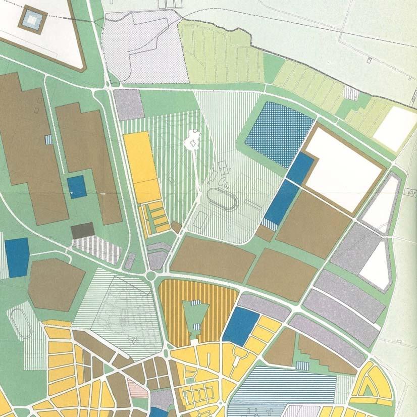 När stadsdelen planerades på 1960-talet var det tänkt att finnas en öst-västlig koppling i norra delen av området (se figur 16).