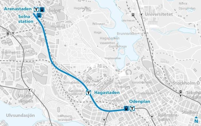 Sida 5 (10) I station Hagastadens södra plattformsände planeras en biljetthall med uppgång mot Torsplan i Stockholm.