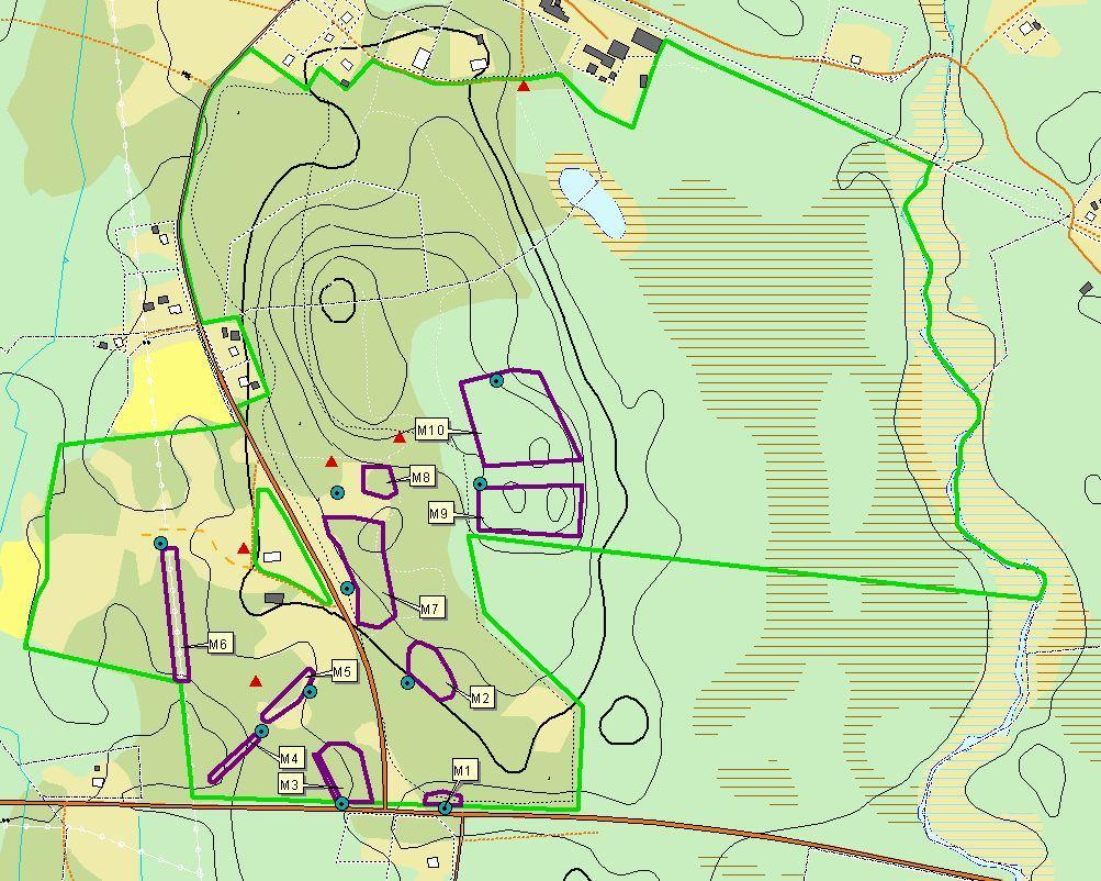 området är stort och påverkas inte särskilt av högre träd. Buskskiktet uppskattas till 1 på skalan eftersom plantorna växer glest och är unga.