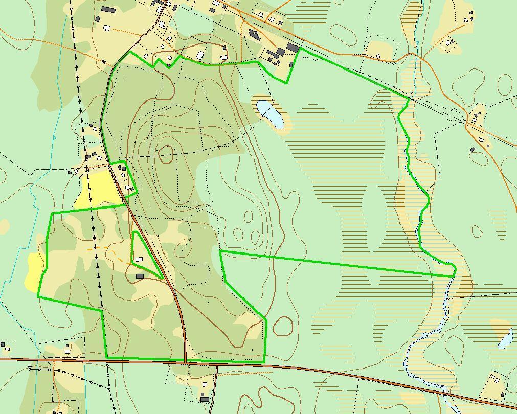 Figur 1: Kartan visar Målaskogs naturreservat uppbyggt i lager.