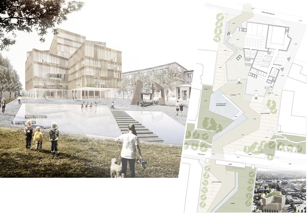5 SITUATIONSPLAN 1/400 STADSBYGGNADSKONTEXT Kulturhuset återfinns i korsningen mellan Kanalgatan och Trädgårdsgatan.