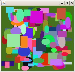 Implementation: public class RandomArt extends JPanel { private static Random slump = new Random(); private void randomrectangels(graphics pen) { setcanvascolor(pen); for(int i = 1; i <= 150; i = i +