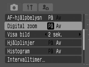 Använda digital zoom Inställningsratt * *Du kan bara göra den här inställningen när displayen är inställd på standard.