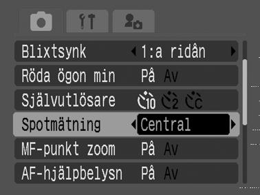 Växla mellan ljusmätningsmetoder Inställningsratt Vid ljusmätning mäts motivets ljusstyrka. När du väljer optimal metod kan du fotografera ett motiv med optimal exponering.