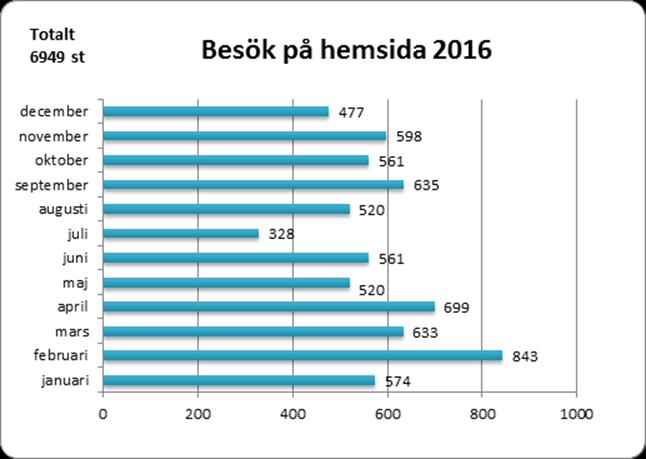 Statistik över besök på hemsidan 2016.