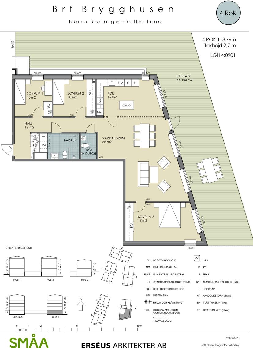 4 rok ca 118 kvm Typ U BR BRYGGHUSEN LÄGENHET 4:0901 ** BR BRYGGHUSEN LÄGENHET 5:1302 * 4 rok ca 121 kvm Typ V ** Takhöjd cirka 2,7 m * Möjlighet att välja till braskamin 9 m2 1,5 m2 ca 60 m2 2,5 m2