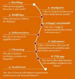 8 Uppföljning Egen uppföljning av Juridik, internrevisionen, säkerhet och IT, avseende efterlevnad av egna styrdokument och lagkrav Följ upp efterlevnad av ev.