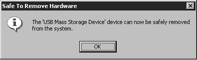 2 Förberedelser för att koppla bort USB-kabeln. Windows 1) Klicka på ikonen»koppla ur eller mata ut maskinvara» i meddelandefältet. 2) Klicka på pop-uppmeddelandet.