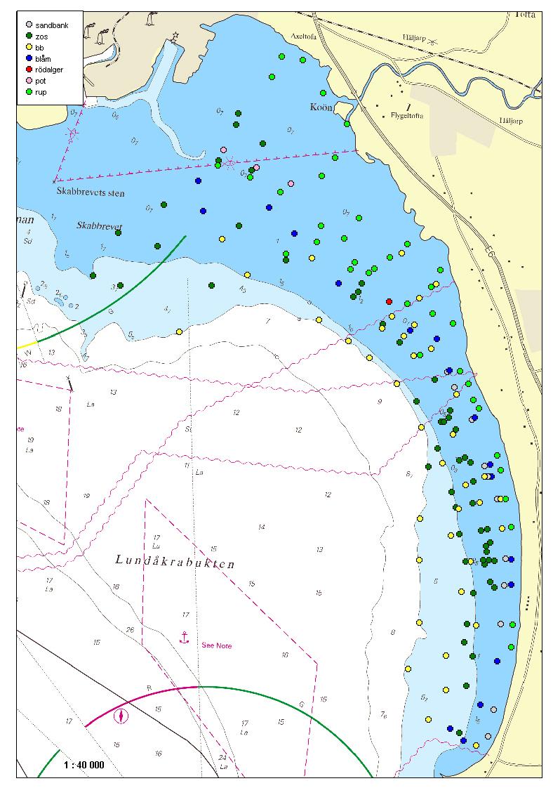 Bilaga 1. Karteringspunkter i Lundåkrabukten.