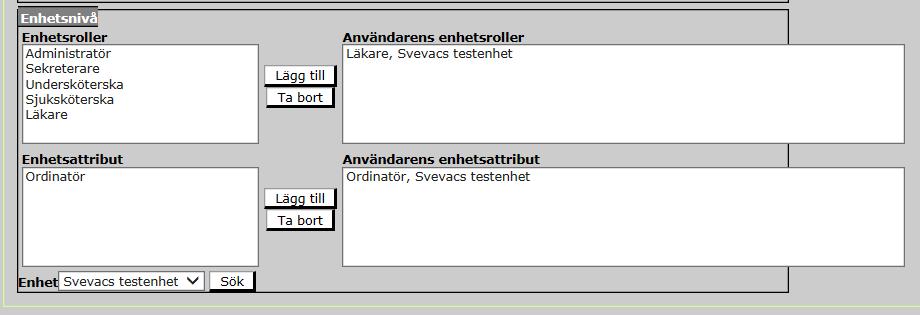 3.2 Ta bort Roll Om en användare slutar så tar man bort behörigheten genom att ta bort den aktiva rollen för berörd enhet från användaren.