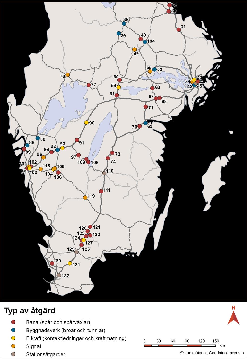 Åtgärder på stråk med större trafikflöden