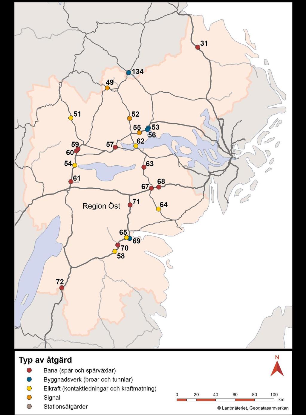 Åtgärder i region Öst.