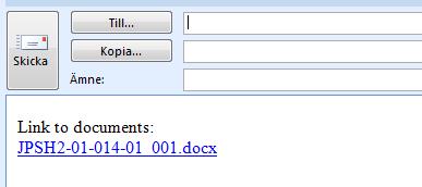 Sida 40 av 75 6.8 E-post Det går att skicka E-post till mottagare som länk eller bifogat dokument. Markera dokument/dokumenten som ska skickas med E-post.