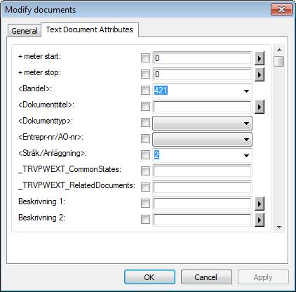 Sida 42 av 75 OBSERVERA att man inte bör använda funktionen Copy/Paste Attributes, att man kopierar dokumentattribut från ett dokument för att sedan klistra in dem på ett annat, används den