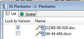 Om inte lock to version syns när man lägger in filer i dokumentsetet, stäng dokumentsetet och öppna det sedan igen.