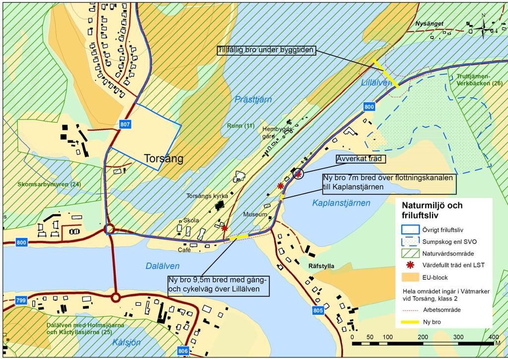 Figur 4.2.1. Naturmiljöer kring Torsång. Torsång med omgivande miljö har lång historia.