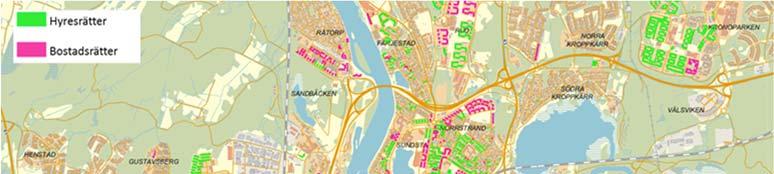 KARTA 2: FÖRDELNING AV SMÅHUS OCH FLERBOSTADSHUS I KARLSTADS KOMMUNS CENTRALARE DELAR KARTA 3: FÖRDELNING AV HYRESRÄTTER OCH BOSTADSRÄTTER I KARLSTADS KOMMUNS CENTRALARE