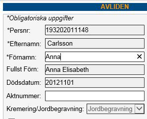 Har du en etikettskrivare kan du skriva ut en etikett som sen läses av vid bisättningslokalen.