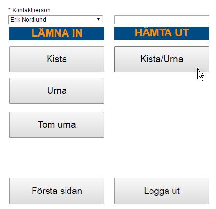 Hämta ut kista/urna Logga in och välj hämta ut. Programmet hamnar direkt i läge för att läsa av QRkoden.