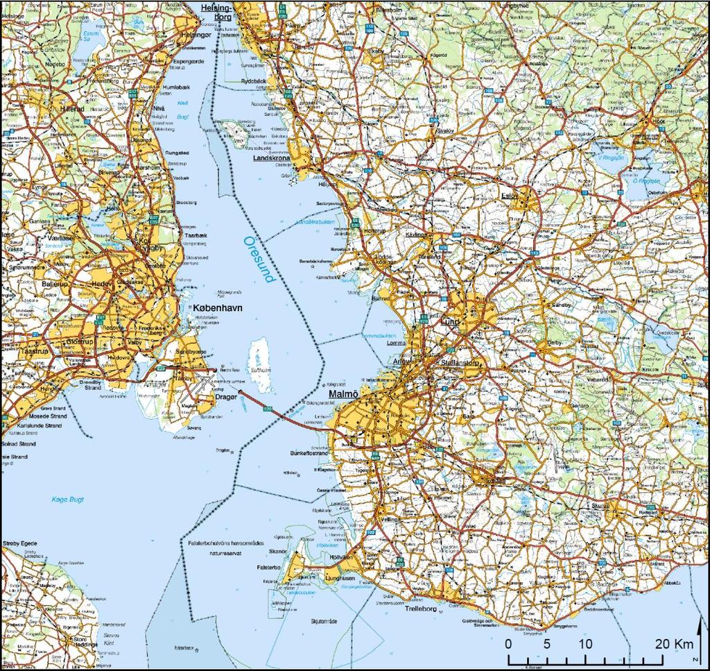 Malmö en av de tätare städerna i Sverige: Ca 300 000 inv. i Malmö Ca 1,2 milj. Inv. i Skåne Ca 1,2 milj. inv. i Köpenhamns tätort Ca 2 milj.